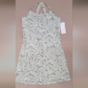 Balance Collection Women’s Halter Dress SizeM Green White Leaf Print Stretch NWT